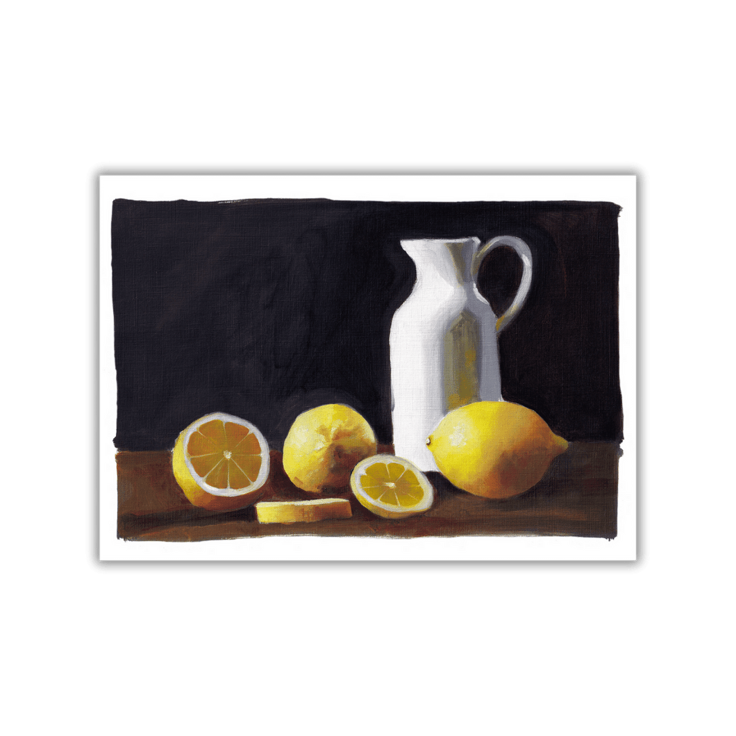 Lemons in Oil Still Life Print - A4