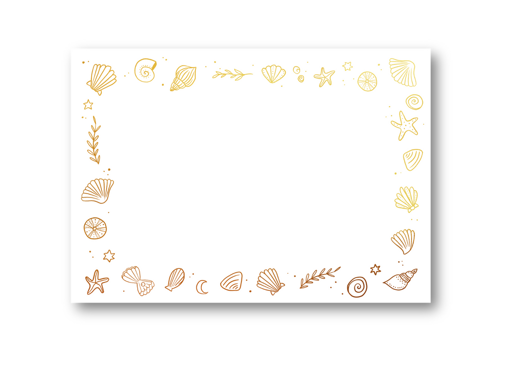 'Seashore' - Gold Foil Note Cards (Pack of 10)