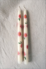 Load image into Gallery viewer, Daisy Chain (Bright Pink) - PAIR of Hand Painted Candles
