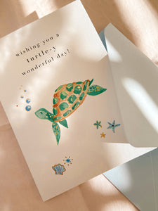 'A Turtle-y Wonderful Day' - Greetings Card (Gold Foil)