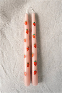 Strawberry Shortcake - PAIR of Hand Painted Candles