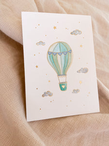 'Hot Air Balloon' - Greetings Card (Gold Foil)