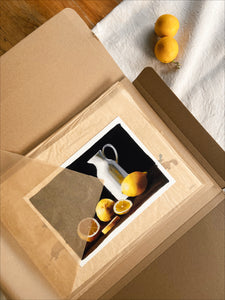 Lemons in Oil Still Life Print - A4