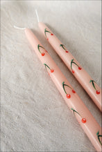 Load image into Gallery viewer, Pink Cherries on Top - PAIR of Hand Painted Candles

