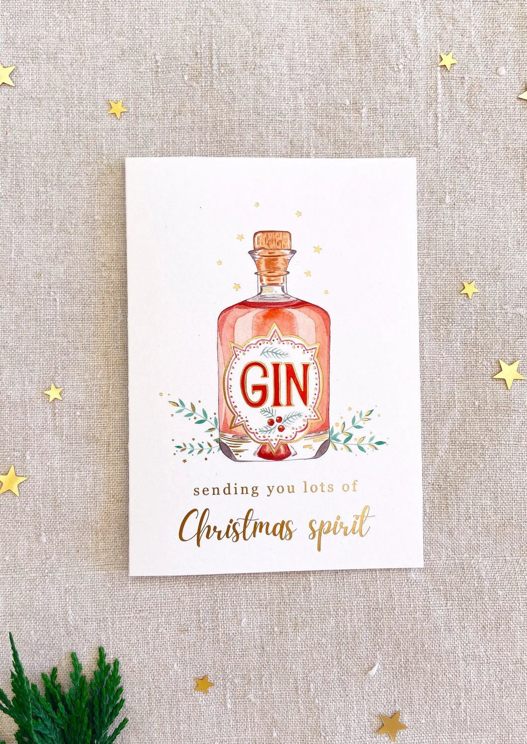 'Christmas Spirit' Gin Bottle - Christmas Card